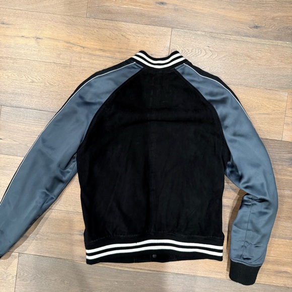 All Saints suede and silk bomber jacket - Picture 3 of 3